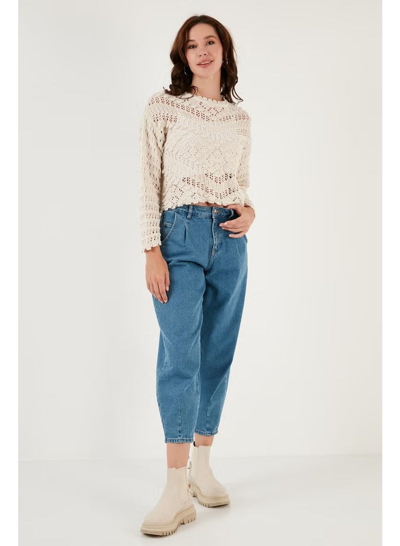 Lela Openwork Crew Neck Knitted Sweater Women's Sweater 6071511 - Image 1